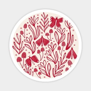 Enchanted woodland in dark pink Magnet